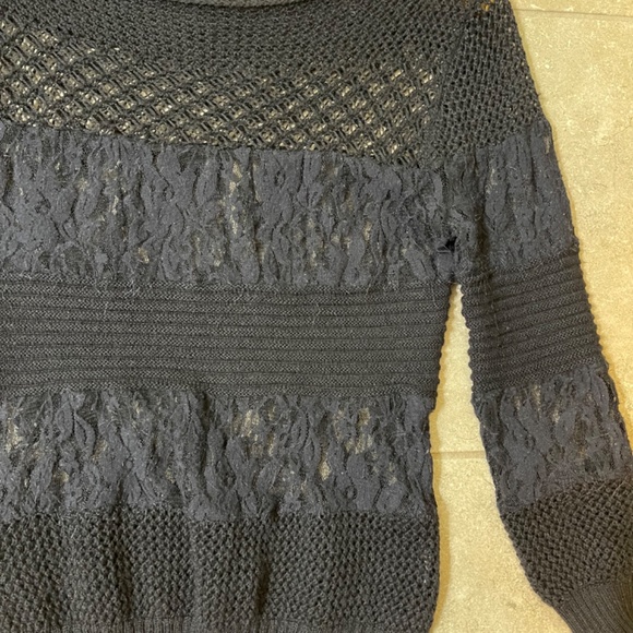 Bebe Black Lace Knit Sweater - Picture 3 of 5